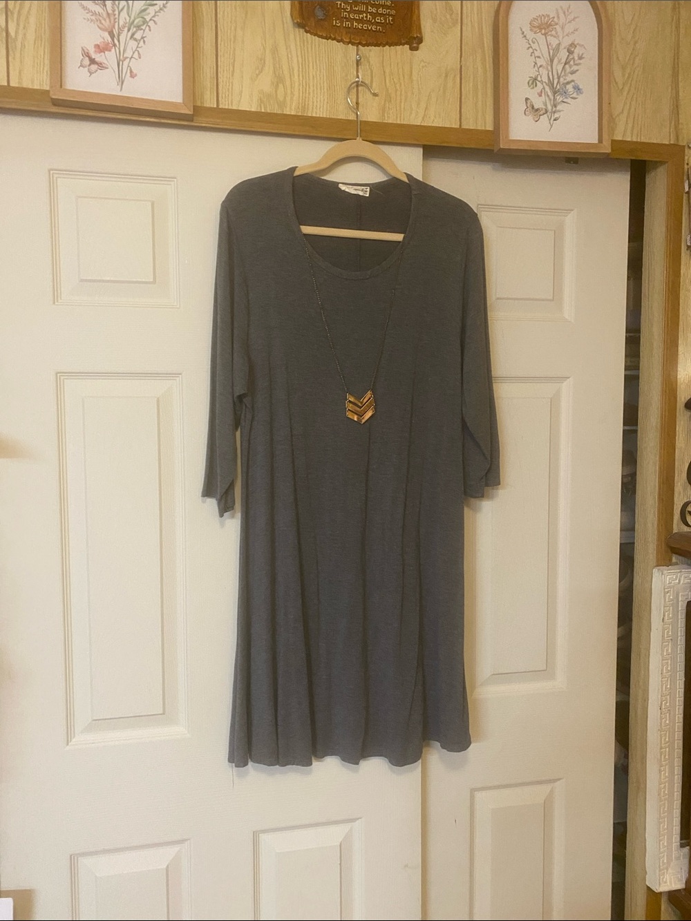 Forever 21 Gray Swing Dress with 3/4 Sleeves